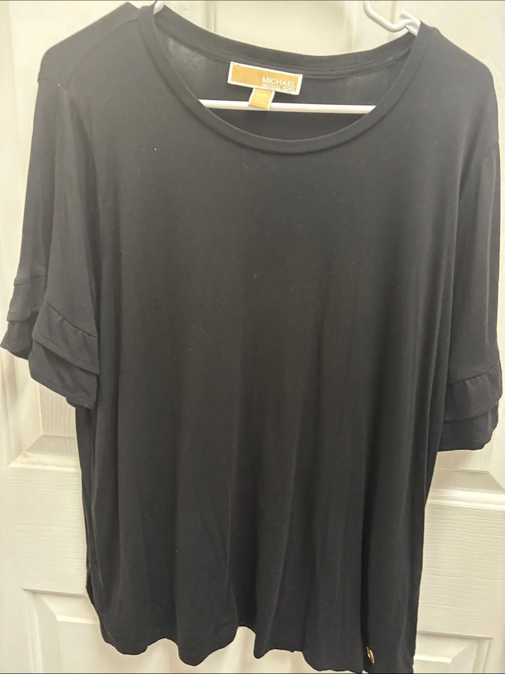 Michael Kors Black Short Ruffle-Sleeve Tee